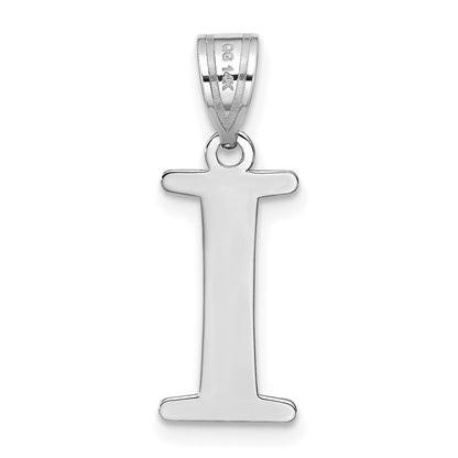 14k White Gold 14kw Polished Etched Letter I Initial Pendant