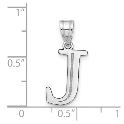 14k White Gold 14kw Polished Etched Letter J Initial Pendant