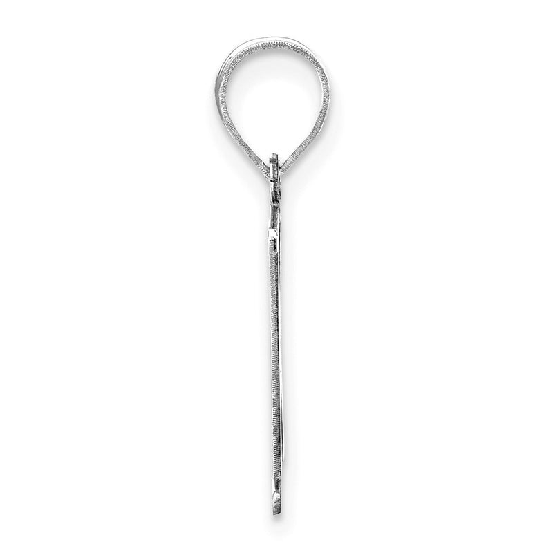 14k White Gold 14kw Polished Etched Letter K Initial Pendant