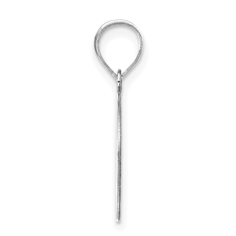 14k White Gold 14kw Polished Etched Letter O Initial Pendant
