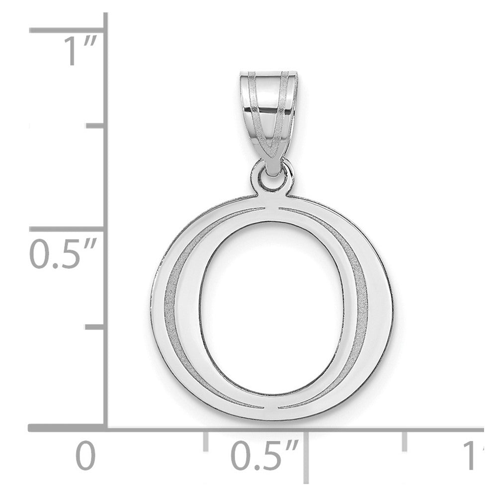 14k White Gold 14kw Polished Etched Letter O Initial Pendant
