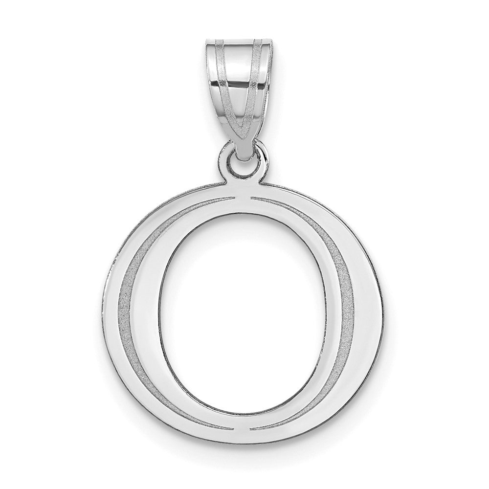 14k White Gold 14kw Polished Etched Letter O Initial Pendant