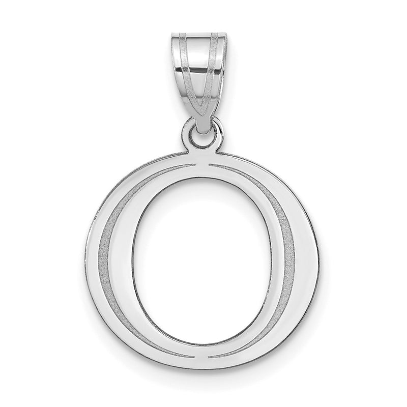14k White Gold 14kw Polished Etched Letter O Initial Pendant