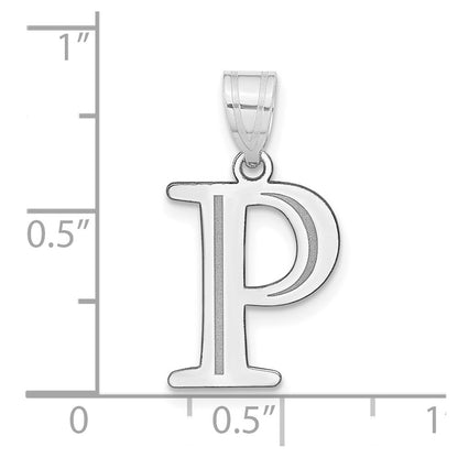14k White Gold 14kw Polished Etched Letter P Initial Pendant