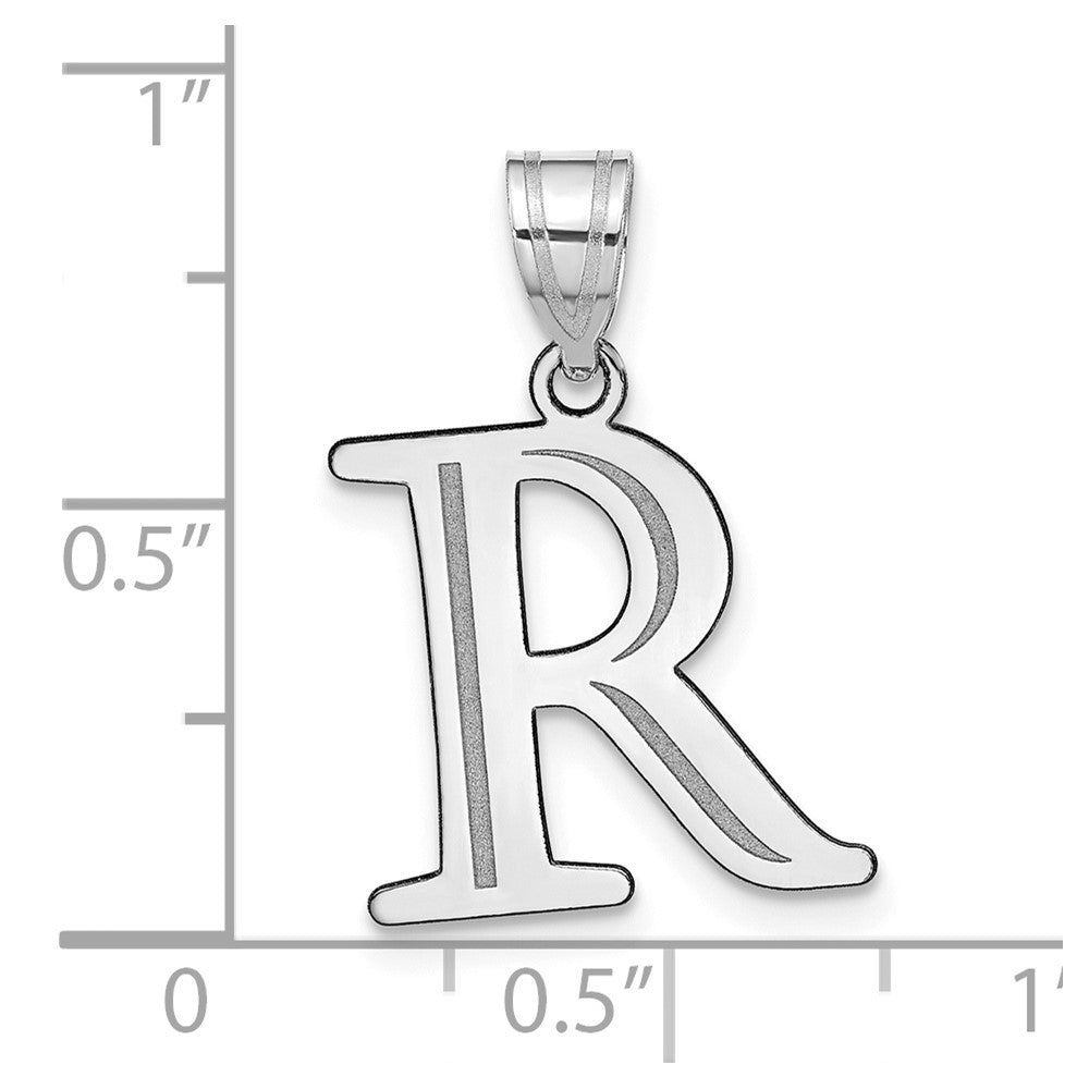 14k White Gold 14kw Polished Etched Letter R Initial Pendant