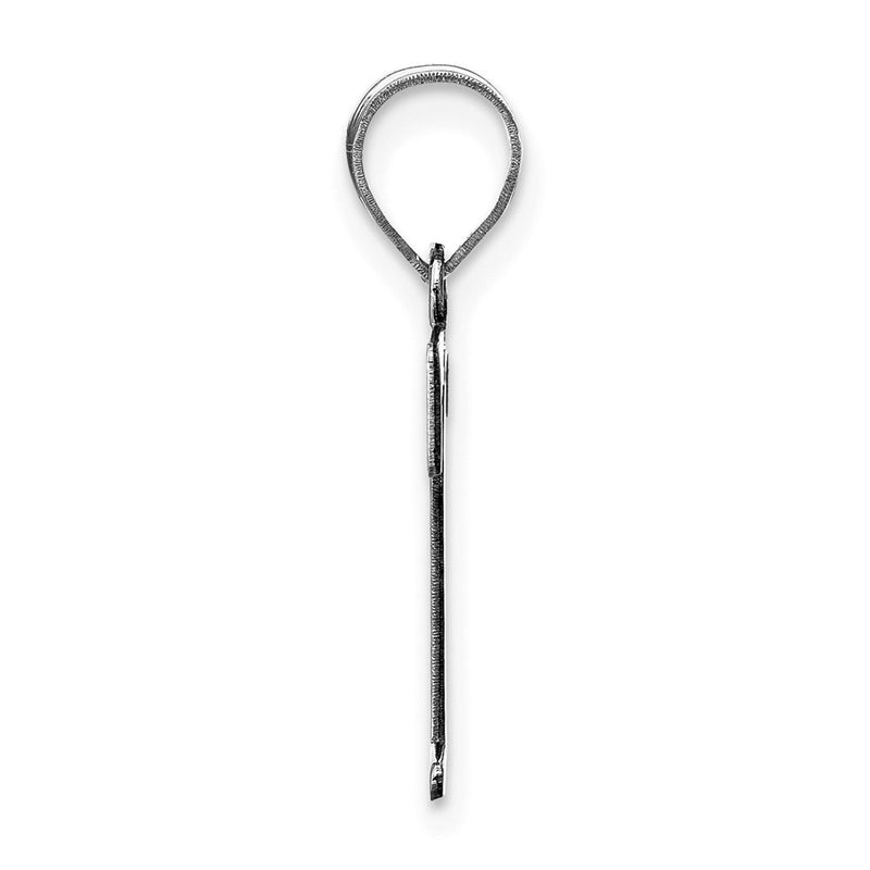 14k White Gold 14kw Polished Etched Letter T Initial Pendant