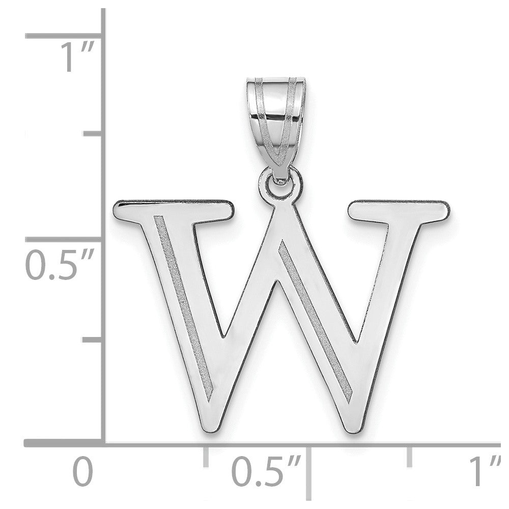 14k White Gold 14kw Polished Etched Letter W Initial Pendant