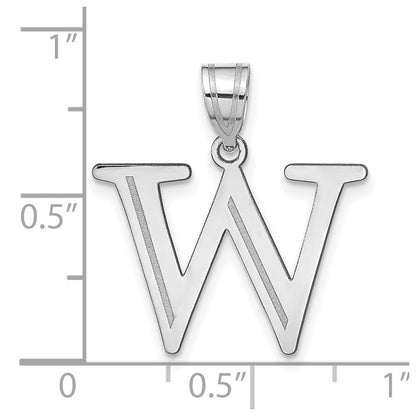 14k White Gold 14kw Polished Etched Letter W Initial Pendant