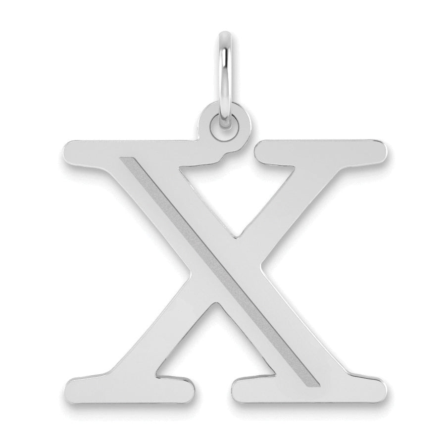 14K White Gold 14Kw Polished Etched Letter X Initial Pendant