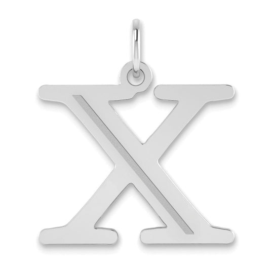14K White Gold 14Kw Polished Etched Letter X Initial Pendant