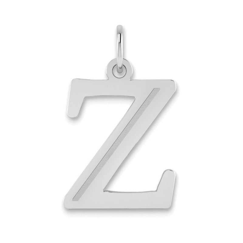 14k White Gold 14kw Polished Etched Letter Z Initial Pendant