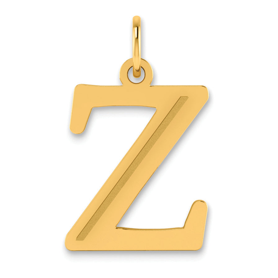 14K Yellow Gold Polished Etched Letter Z Initial Pendant