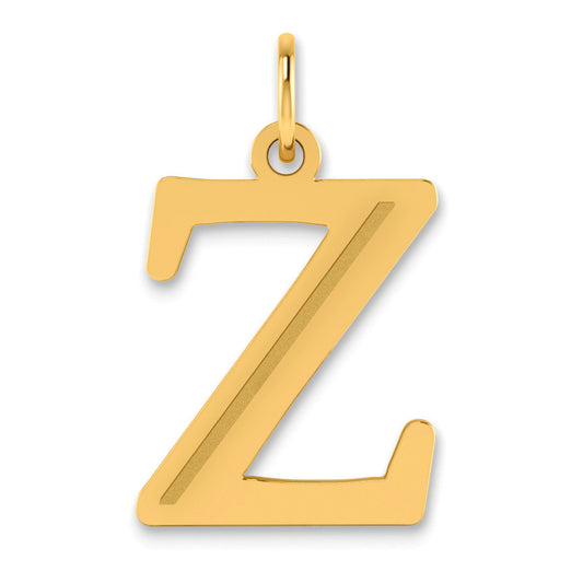 14K Yellow Gold Polished Etched Letter Z Initial Pendant