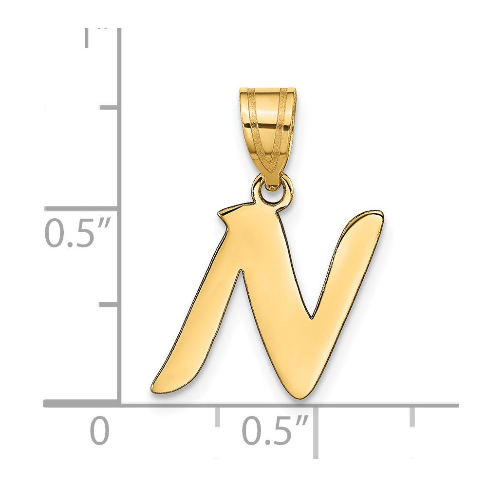 14k Yellow Gold 14k Polished Script Letter N Initial Pendant