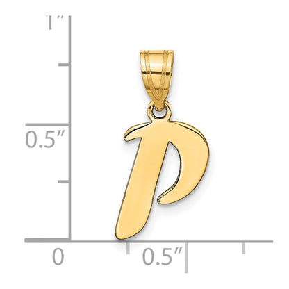 14k Yellow Gold 14k Polished Script Letter P Initial Pendant