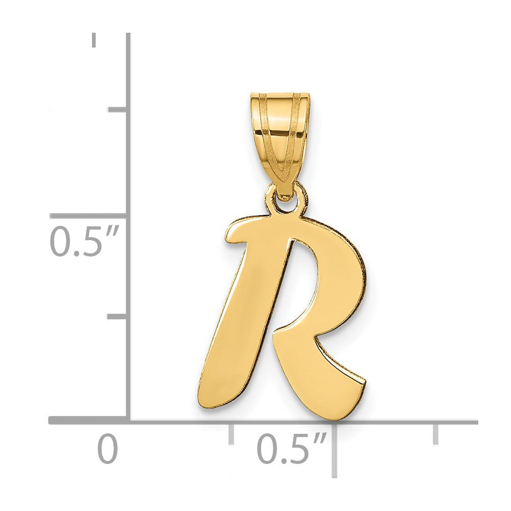 14k Yellow Gold 14k Polished Script Letter R Initial Pendant