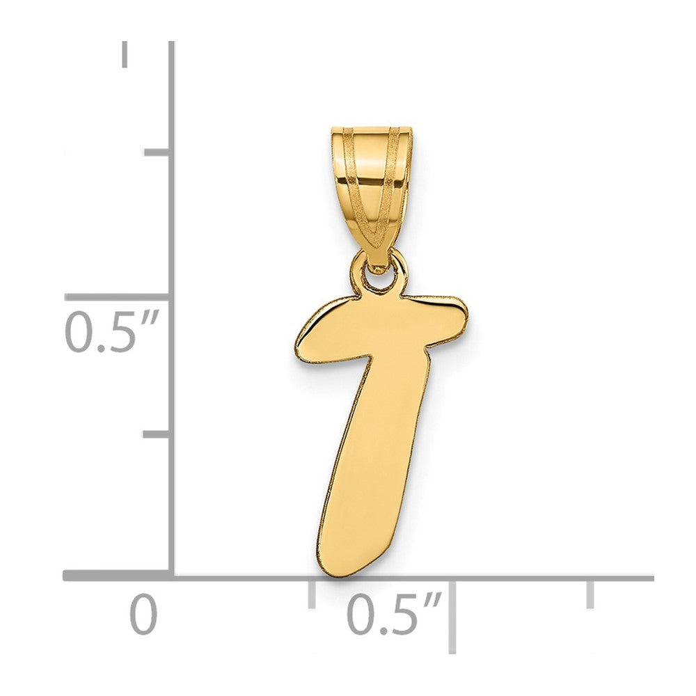 14k Yellow Gold 14k Polished Script Letter T Initial Pendant
