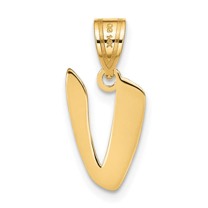 14k Yellow Gold 14k Polished Script Letter V Initial Pendant