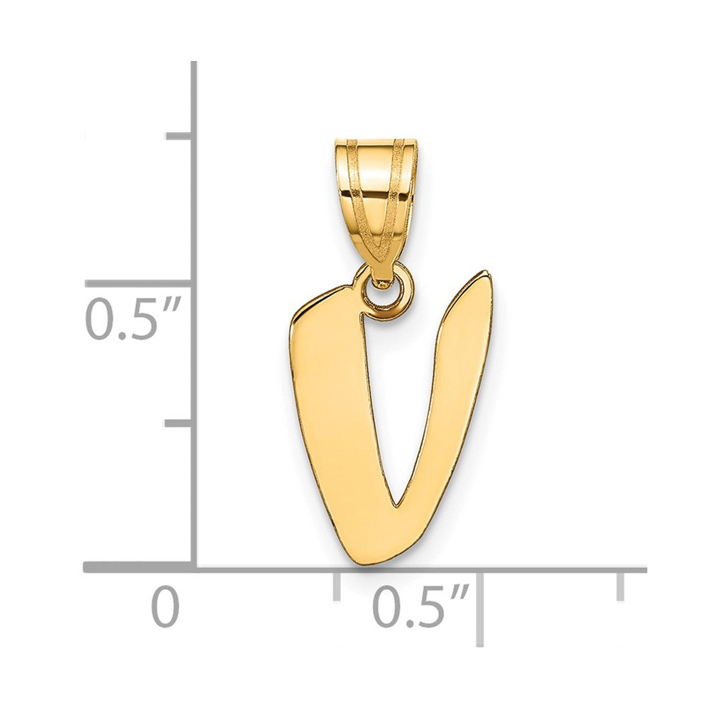 14k Yellow Gold 14k Polished Script Letter V Initial Pendant
