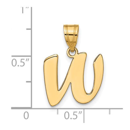 14k Yellow Gold 14k Polished Script Letter W Initial Pendant