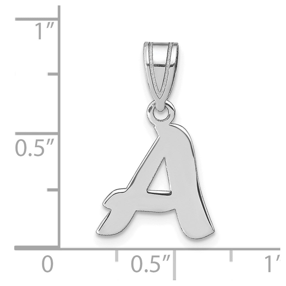 14k White Gold 14kw Polished Script Letter A Initial Pendant