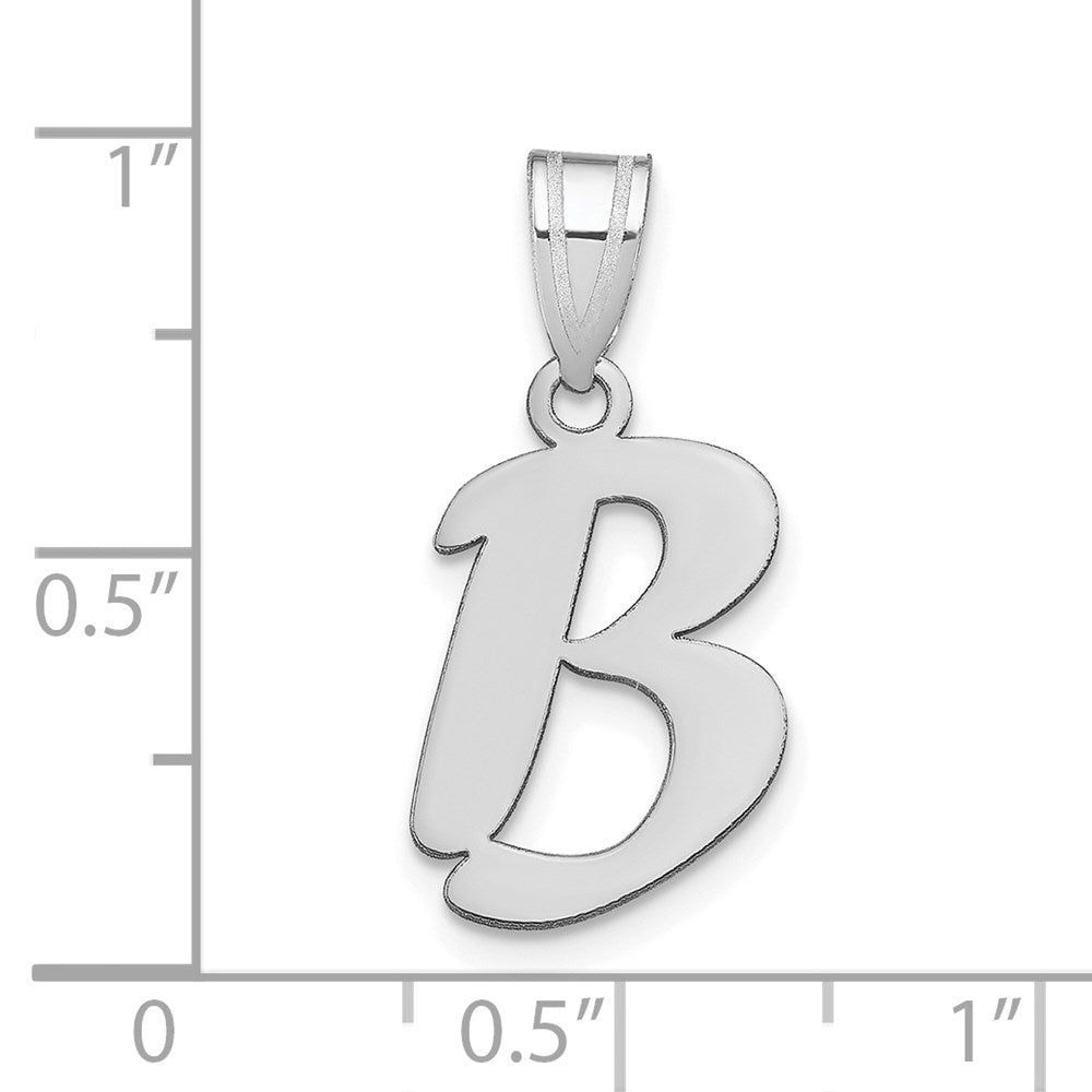 14k White Gold 14kw Polished Script Letter B Initial Pendant