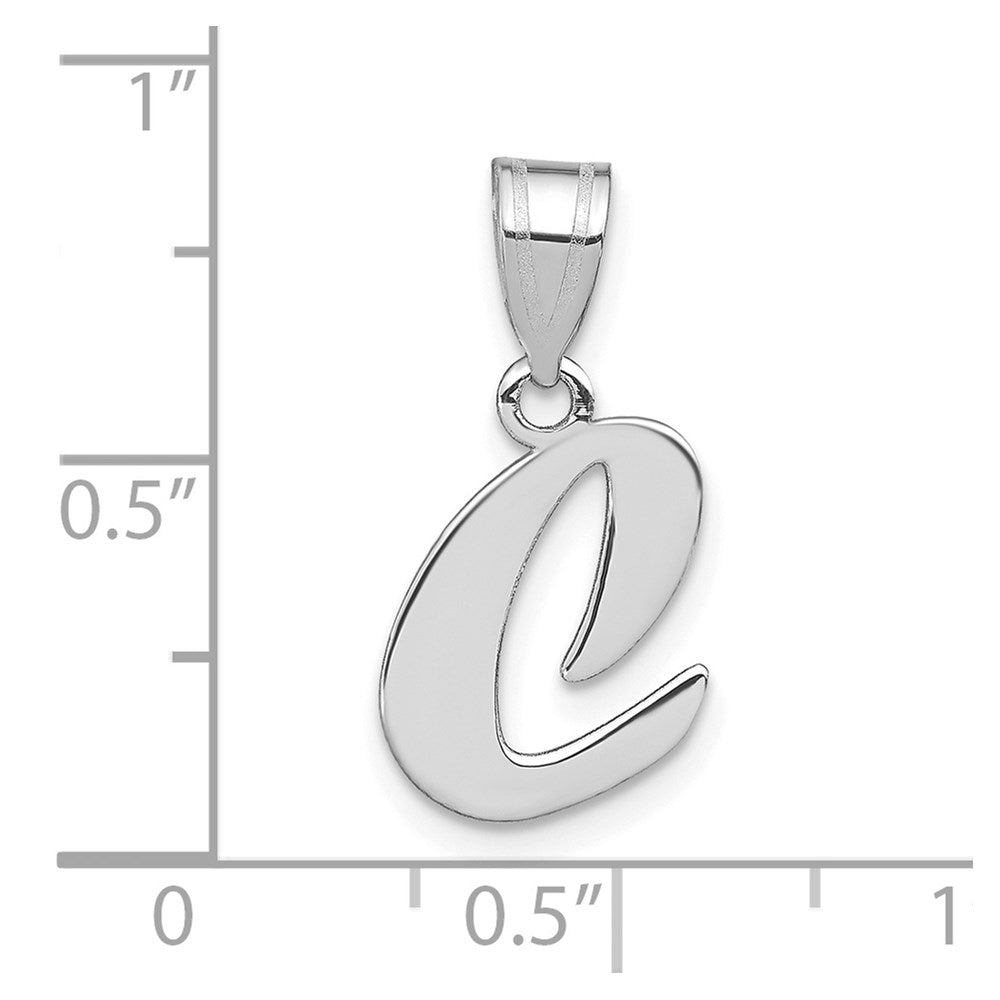 14k White Gold 14kw Polished Script Letter C Initial Pendant