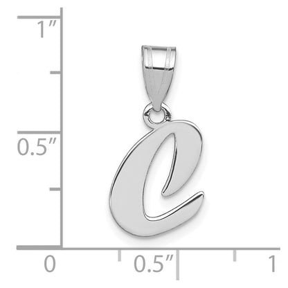 14k White Gold 14kw Polished Script Letter C Initial Pendant