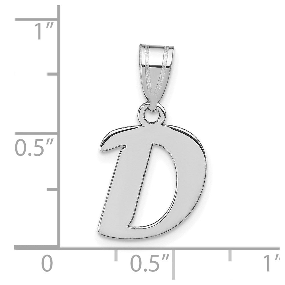 14k White Gold 14kw Polished Script Letter D Initial Pendant
