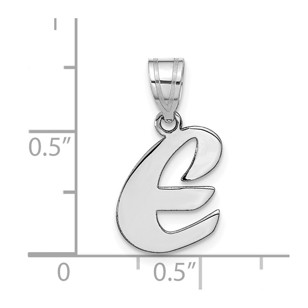 14k White Gold 14kw Polished Script Letter E Initial Pendant