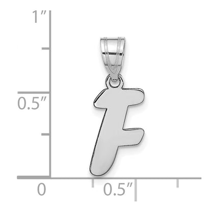 14k White Gold 14kw Polished Script Letter F Initial Pendant