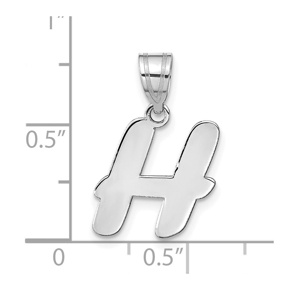 14k White Gold 14kw Polished Script Letter H Initial Pendant