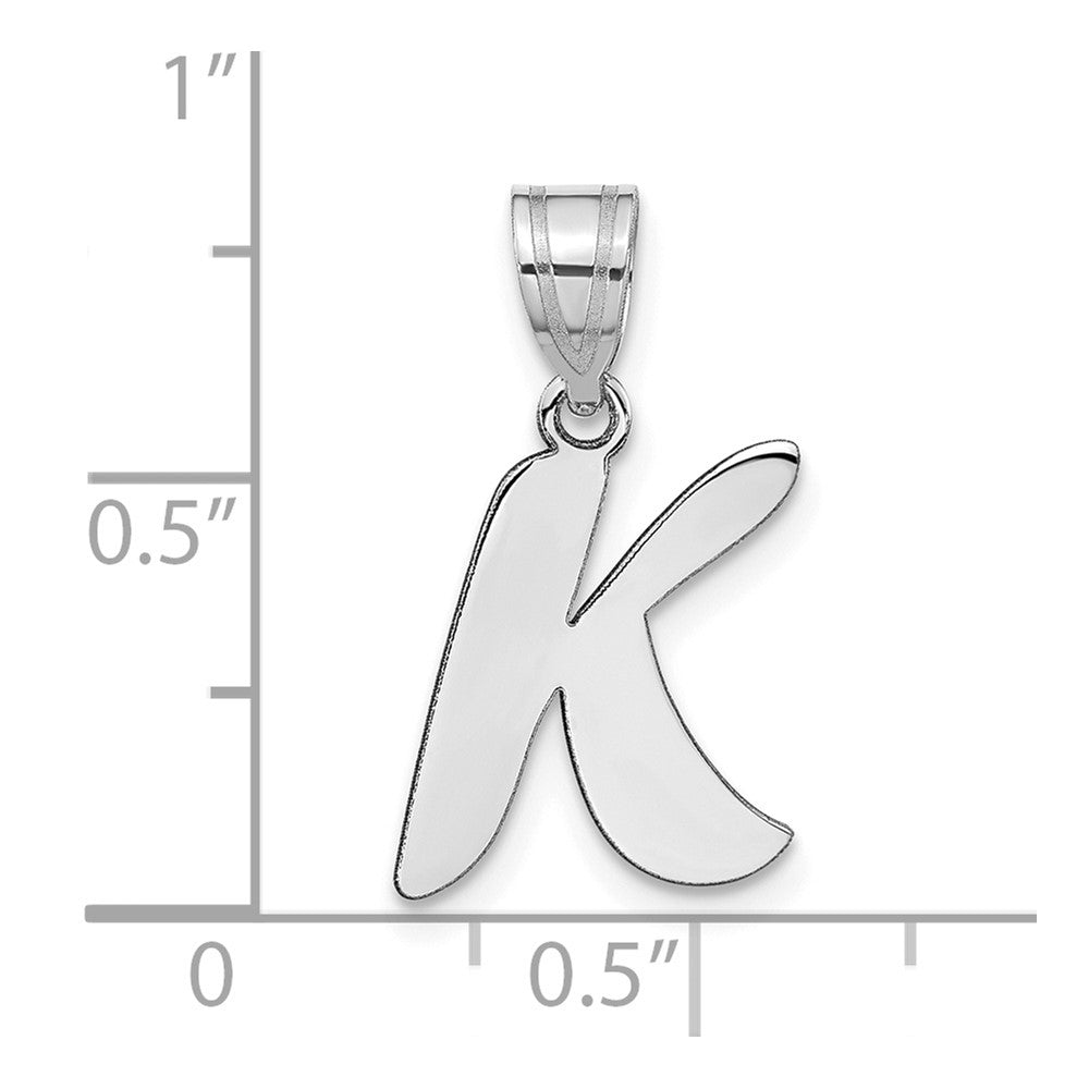 14k White Gold 14kw Polished Script Letter K Initial Pendant