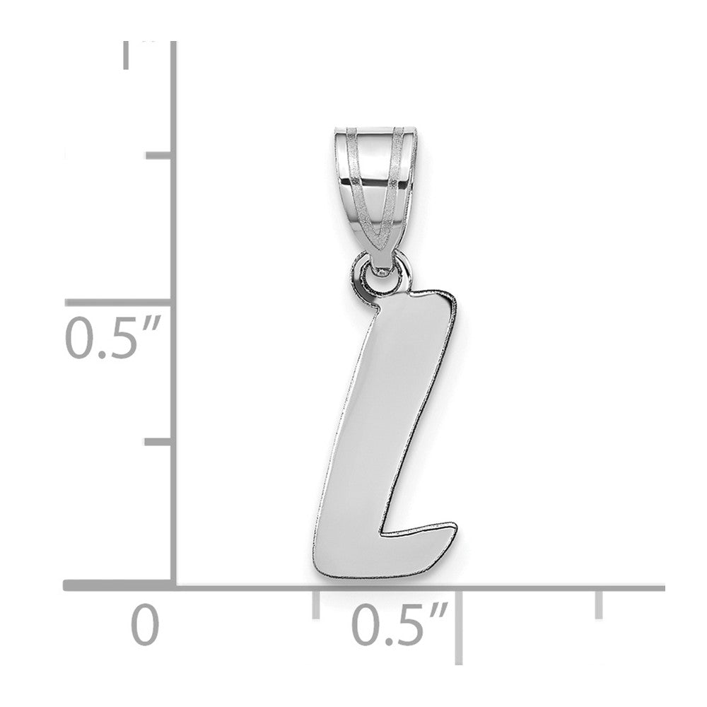 14k White Gold 14kw Polished Script Letter L Initial Pendant
