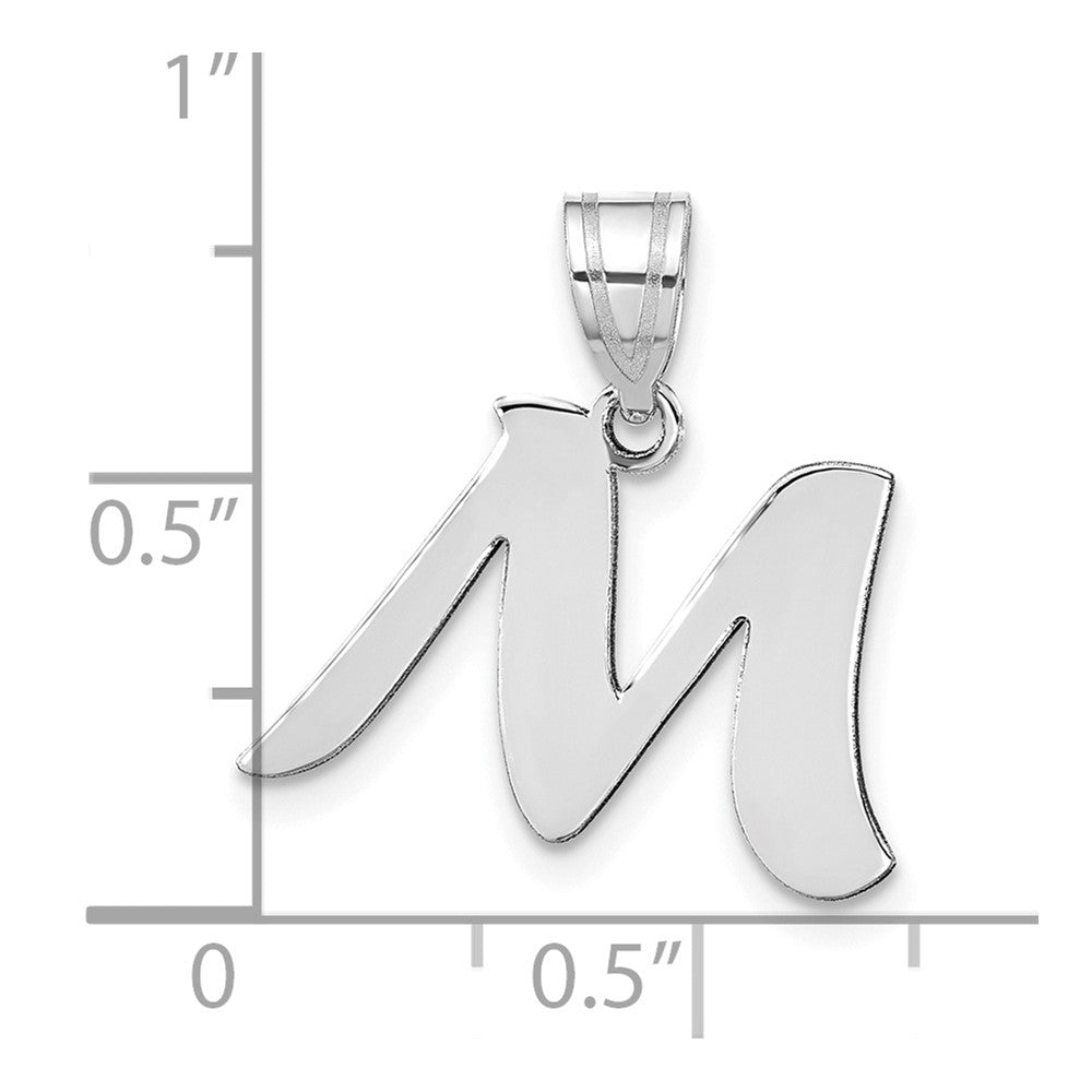 14k White Gold 14kw Polished Script Letter M Initial Pendant