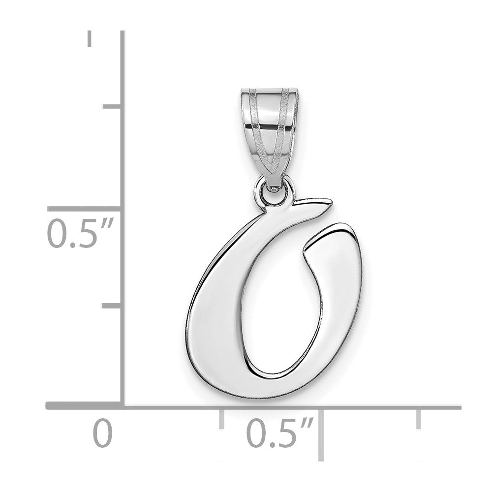 14k White Gold 14kw Polished Script Letter O Initial Pendant