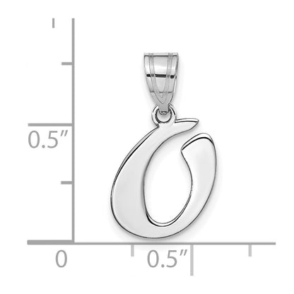 14k White Gold 14kw Polished Script Letter O Initial Pendant