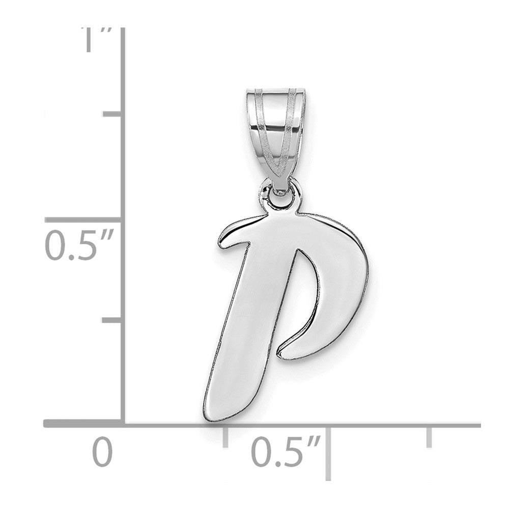 14k White Gold 14kw Polished Script Letter P Initial Pendant
