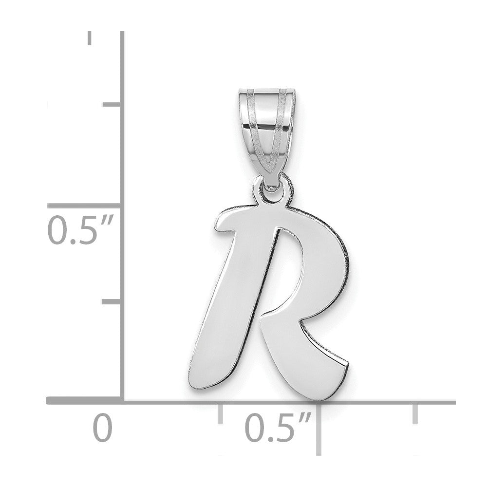 14k White Gold 14kw Polished Script Letter R Initial Pendant