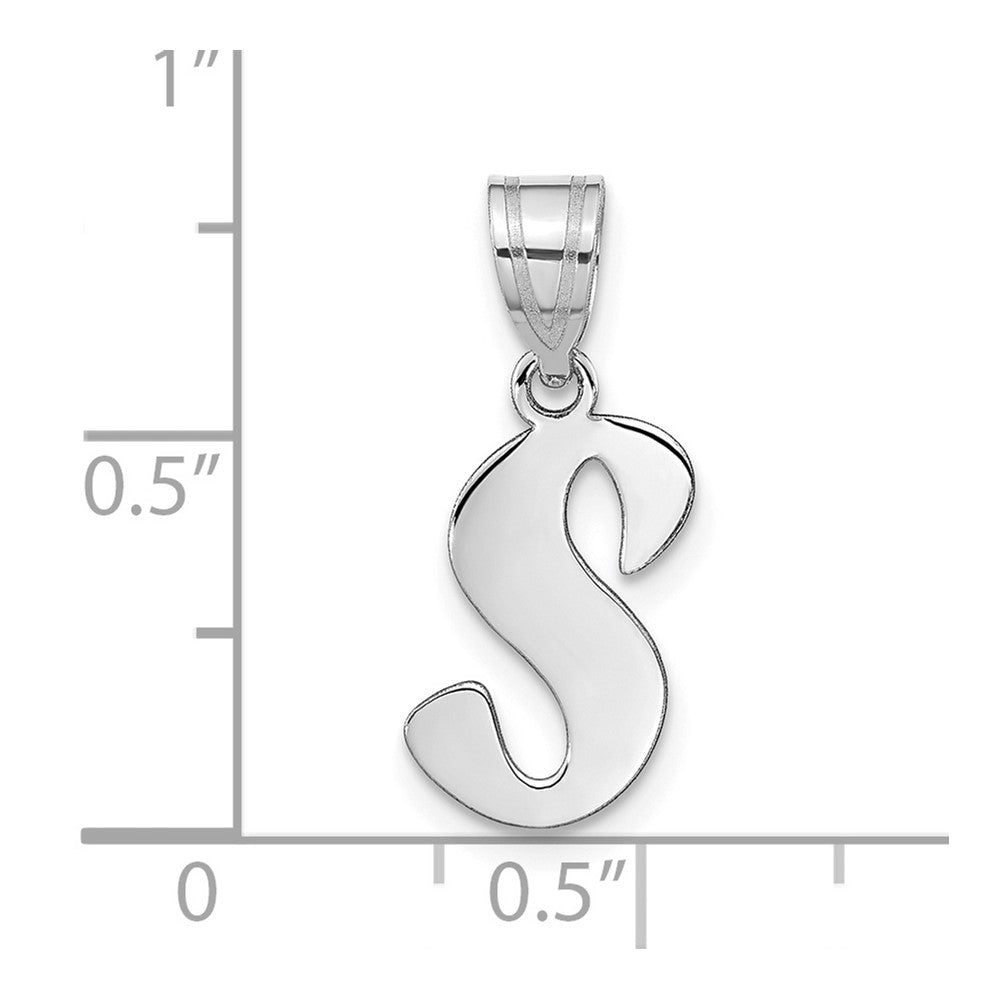 14k White Gold 14kw Polished Script Letter S Initial Pendant