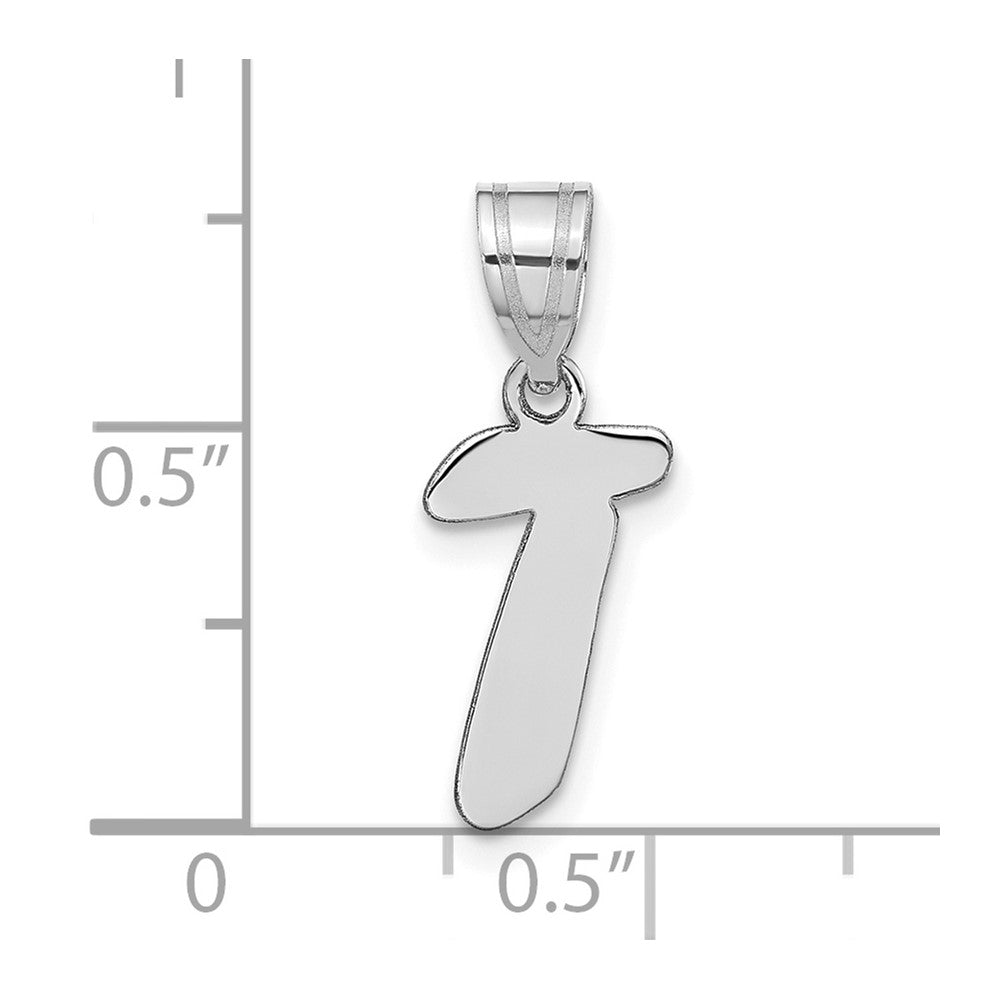 14k White Gold 14kw Polished Script Letter T Initial Pendant