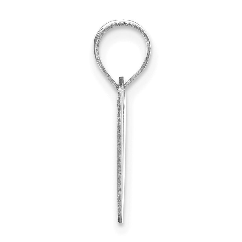 14k White Gold 14kw Polished Script Letter V Initial Pendant
