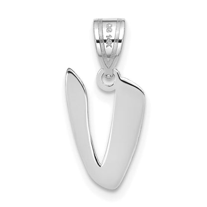 14k White Gold 14kw Polished Script Letter V Initial Pendant