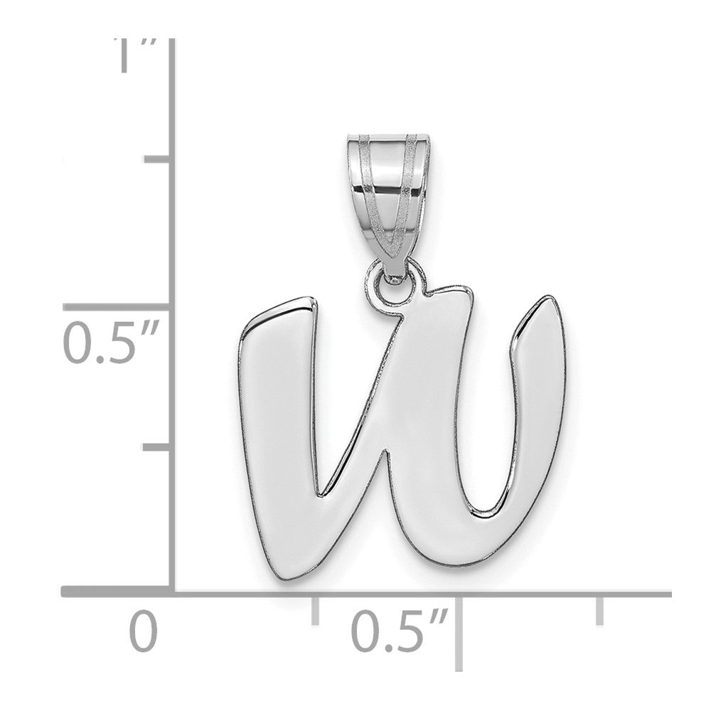 14k White Gold 14kw Polished Script Letter W Initial Pendant