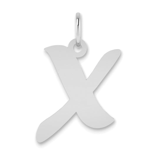 14K White Gold 14Kw Polished Script Letter X Initial Pendant