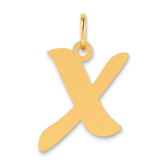 14K Yellow Gold Polished Script Letter X Initial Pendant