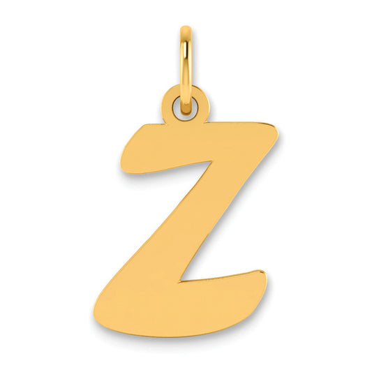 14K Yellow Gold Polished Script Letter Z Initial Pendant