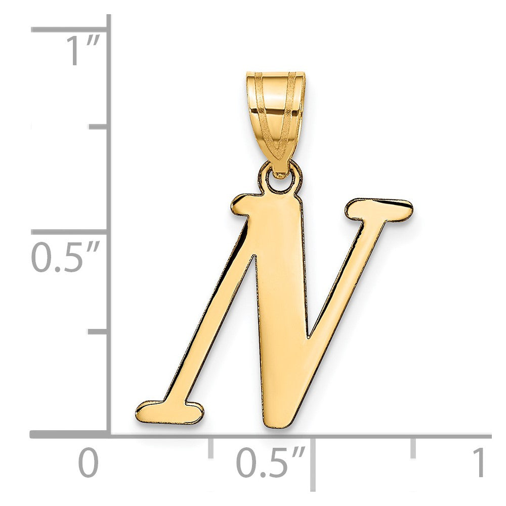 14k Yellow Gold 14k Polished Letter N Initial Pendant