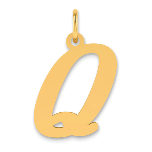 14K Yellow Gold Polished Letter Q Initial Pendant