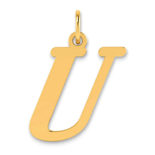 14K Yellow Gold Polished Letter U Initial Pendant